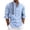 hgg049-Light Blue, variant on Mens Ethnic Print Fashion Casual Loose Bohemian Linen Henley Button Placket Long Sleeve Stand Collar Shirt Relaxed Boho Style Long Sleeve Collared Top