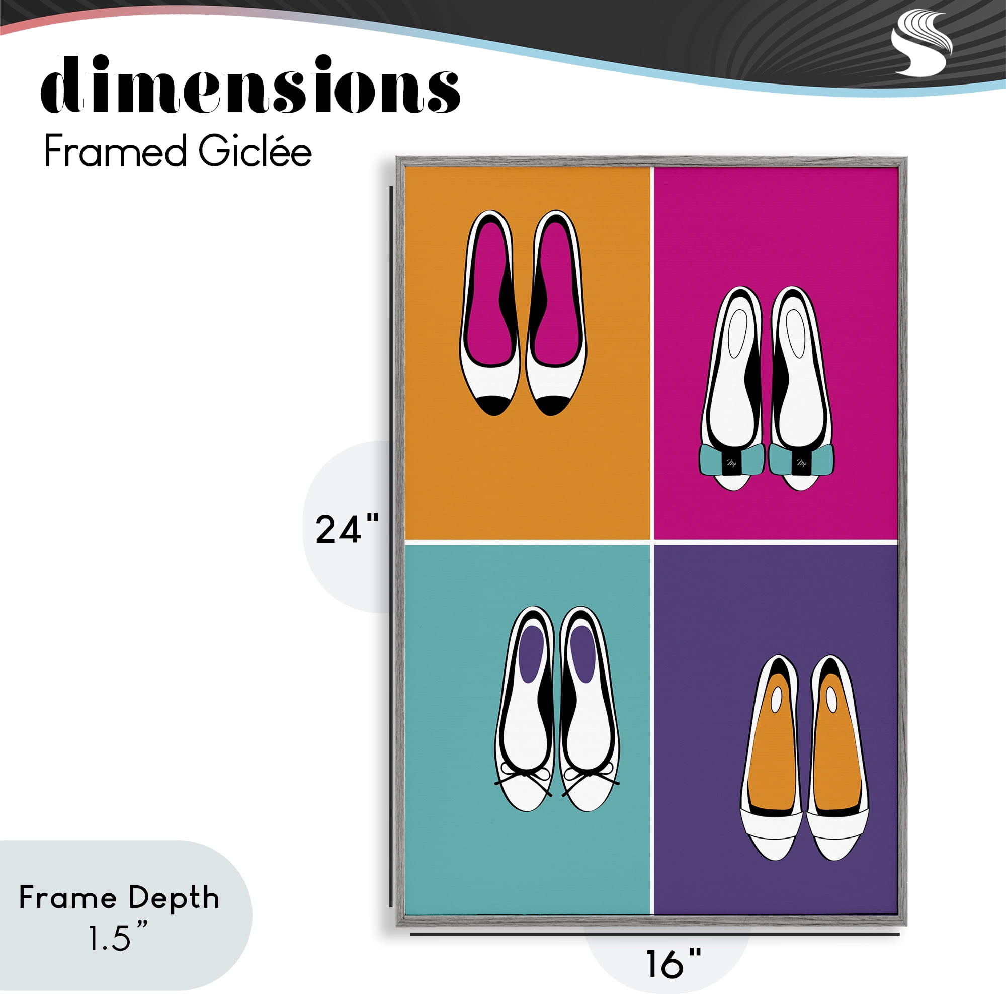 Stupell Industries Bold Pop Trendy Flats Gray Framed Giclee Art, design by Martina Pavlova