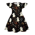 thumbnail image 4 of Grblisyd Halloween Girls Dresses Casual Pumpkin Ghost Print A-Line Dress Flutter Ruffle Sleeve Crew Neck Cute Midi Casual Sundress, 4 of 4