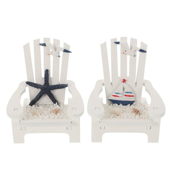 2Pcs Small Wooden Chair Ornament Beach Decor Nautical Decoration for Home Office