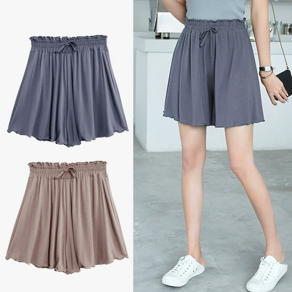 Kadahis Women's Comfy Casual Elastic Waist Loose Shorts，2-Pack