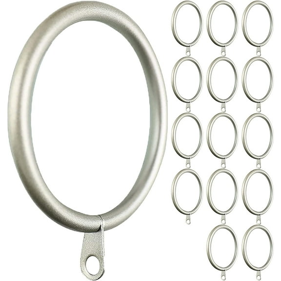 MERIVILLE 14 pcs 2-Inch Inner Diameter Metal Curtain Rings with Eyelets (Set of 14, Pewter)