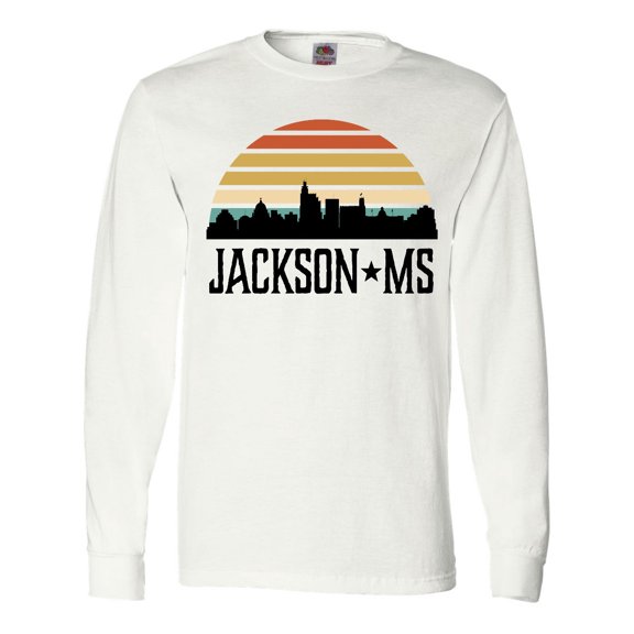 Inktastic Jackson Mississippi Skyline Retro Long Sleeve T-Shirt