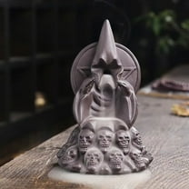 Waterfall Backflow Incense Burner Ceramic Incense Holder Skull Halloween Decorate (Without Incense)