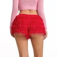 thumbnail image 2 of Gupgi Women Lace Bloomers Ruffle Shorts Sweet Layered Pettipants Elastic Short Pants, 2 of 8