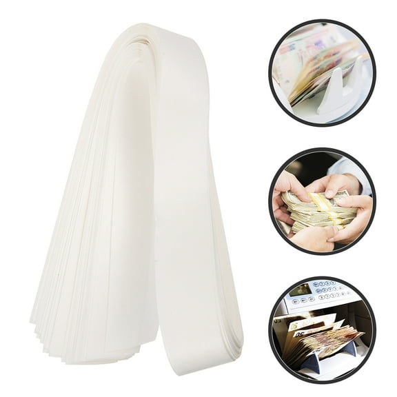 KALLORY 40pcs White Currency Strap Wrappers for Bank Use, Paper Money Bands with Simple Design for Cash Organization
