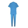 thumbnail image 3 of Jinhomg Scrubs for Women Set Button V-Neck Short Sleeve Caregiver Top & Drawstring Elastic Waist Joggers with Pockets 2 Pieces Scrub Uniforms Sky Blue M, 3 of 5