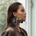 thumbnail image 2 of African tassel Earrings for Women Kente Print Ankara Dangle Earring, 2 of 2