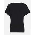 thumbnail image 2 of Women's V Neck T Shirts Casual Rolled Short Sleeve Side Split Summer Tops Loose Fit, 2 of 5