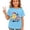 Sky Blue, variant on XFeng Girls Crew Neck Short Sleeve T-Shirt, Custom Initial Name School Book Pencil Graphic Casual Back To School Kid Tee