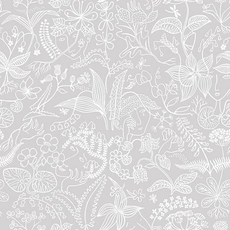 Silhouette Floral Wallpaper - Boråstapeter Grazia Grey Floral Silhouette Wallpaper