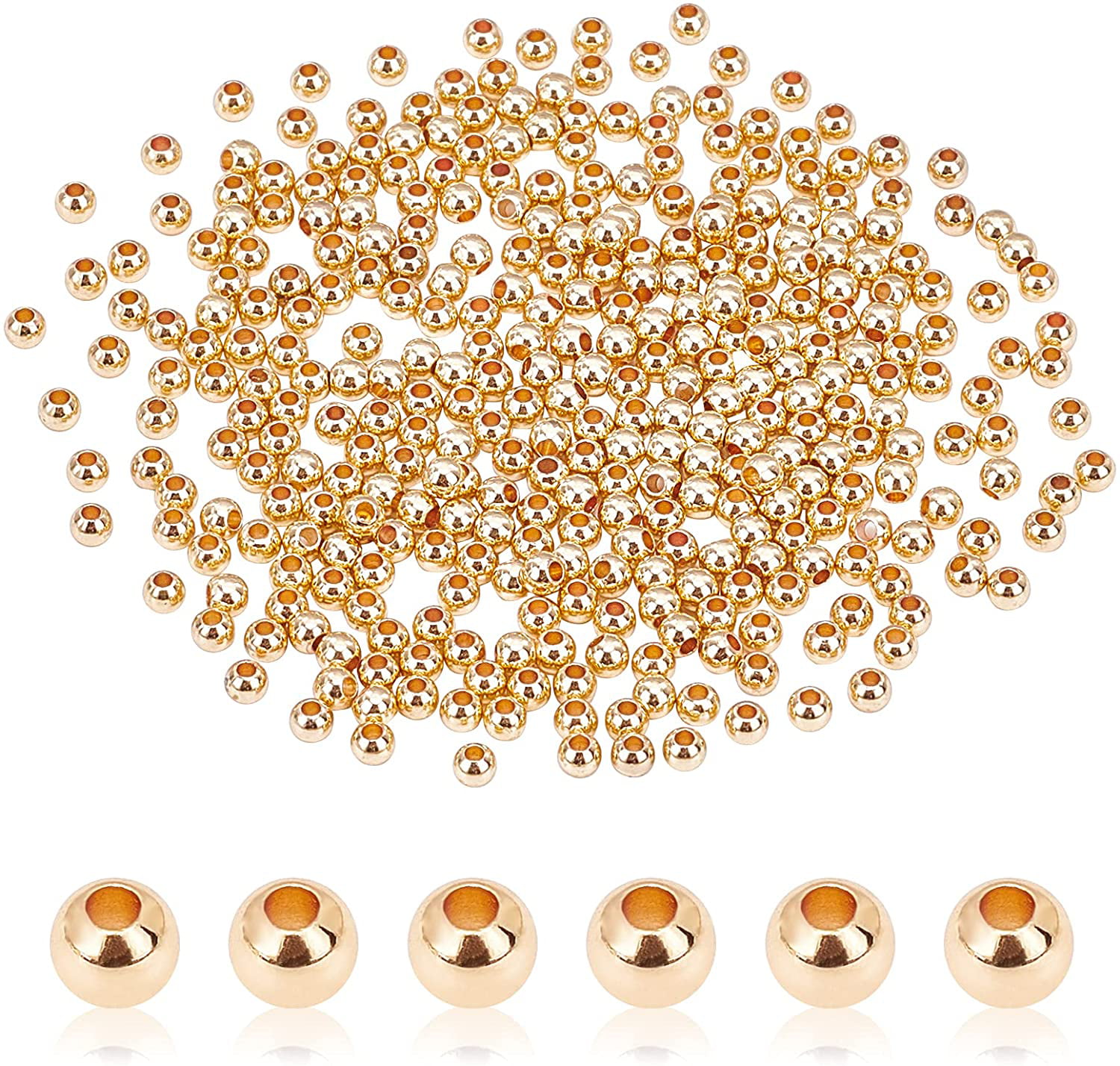 25 Gold Filled Round Seamless Ball Beads Jewelry 3mm 