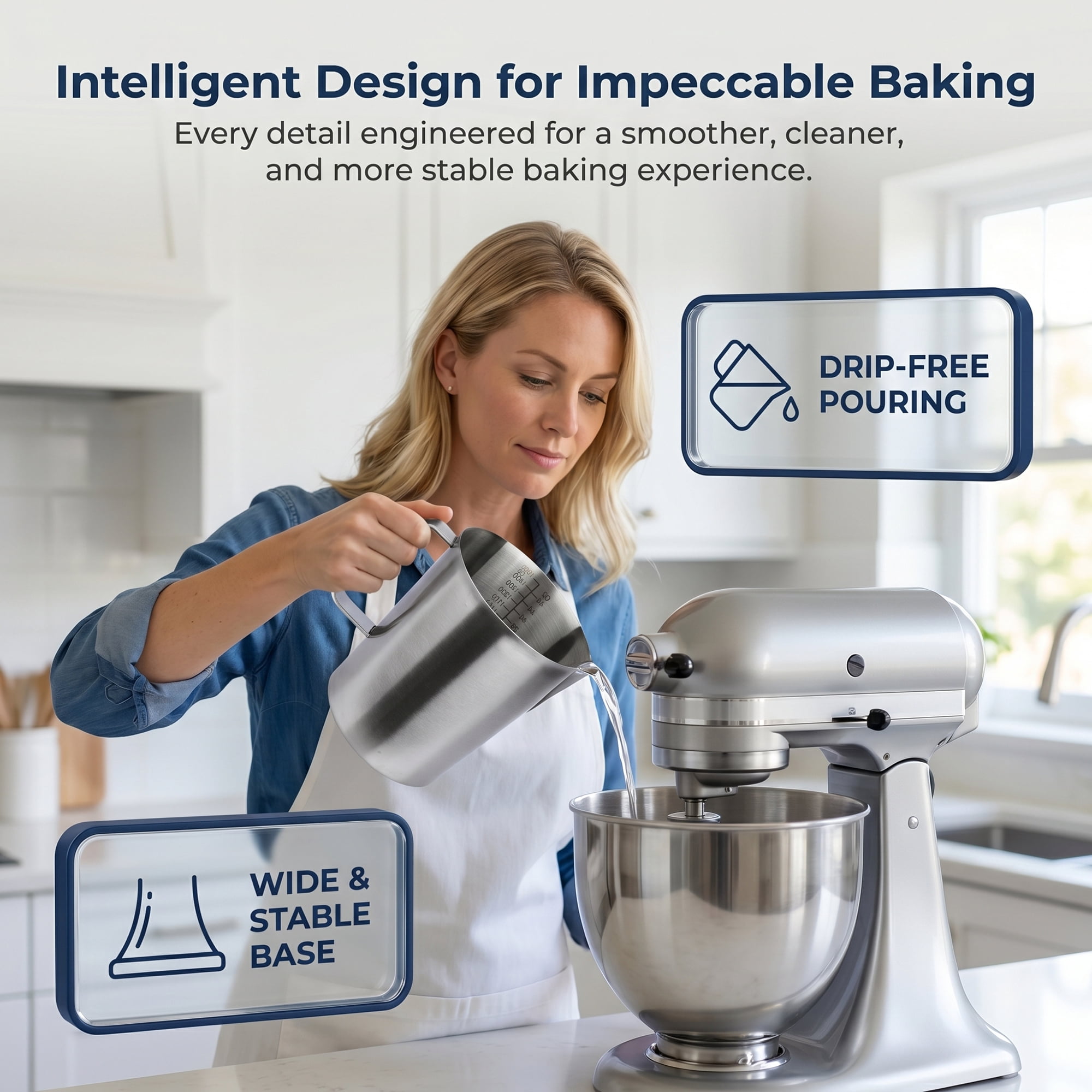Unique Bargains Stainless Steel Measuring Cup with Easy Read Lines Silver 1500ml