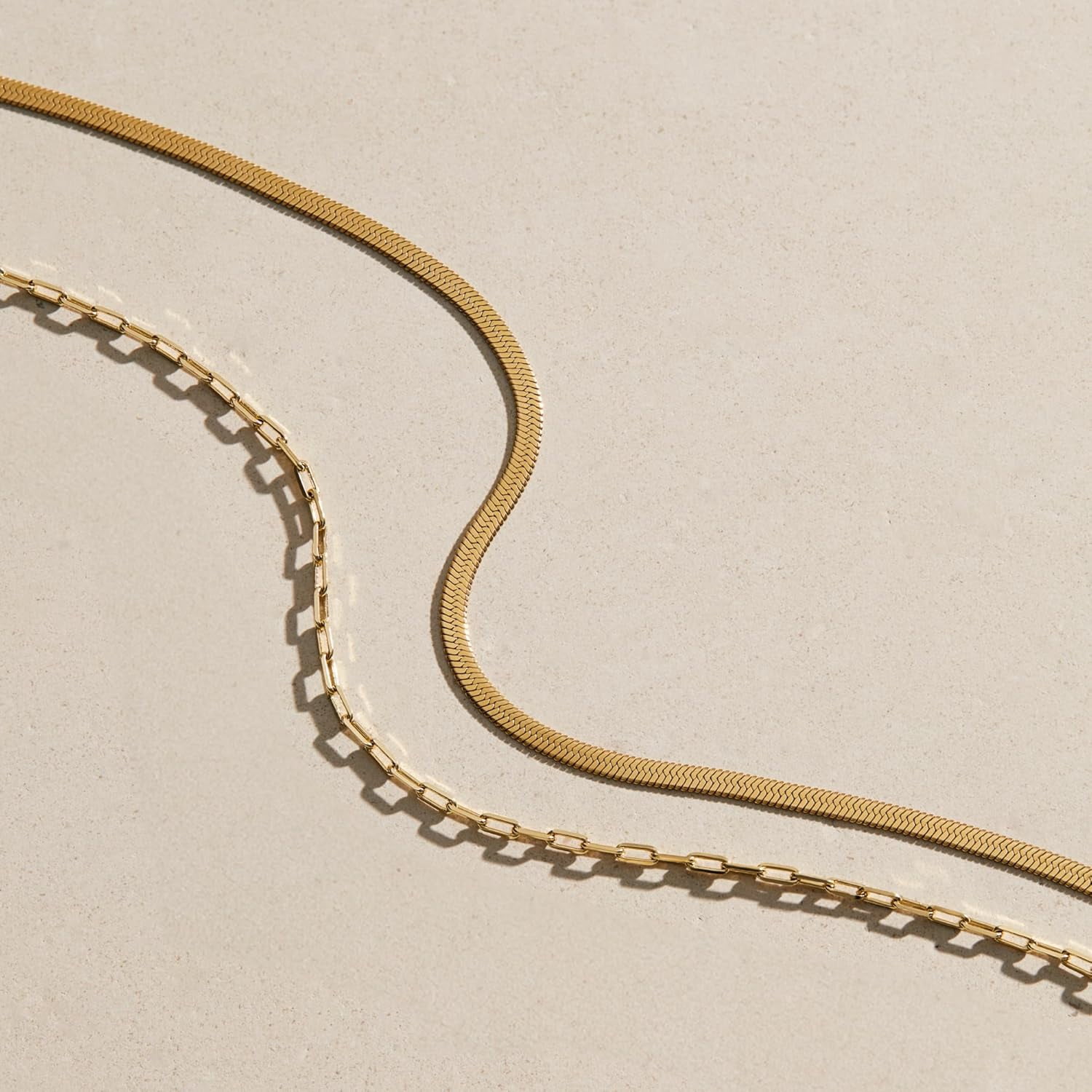 Leander Gold Chain Necklaces for Women - 14K Gold Plated, Hypoallergenic Jewelry - Dainty, Layering & Trendy Necklace Styles with Herringbone & Paperclip Designs Jewelry Assorted Styles
