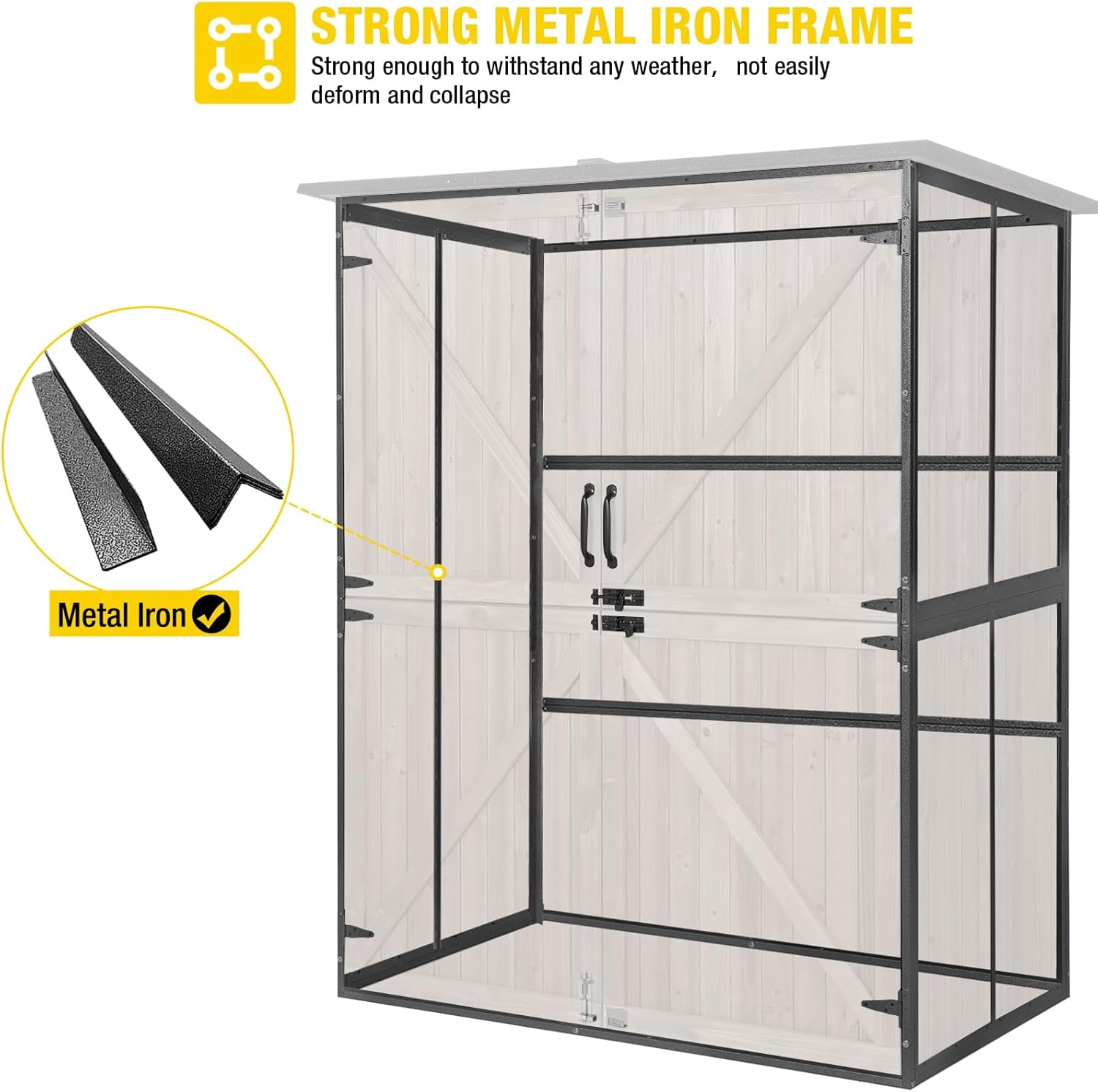 Aivituvin Outdoor Storage Shed Upgraded with Strong Metal Frame Garden Tool Shed Storage House Cabinet