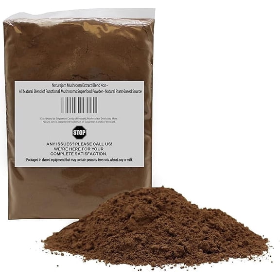 Naturejam Mushroom Extract Blend 4oz – All Natural Blend of Functional Mushrooms Superfood Powder - Natural Plant-Based Source