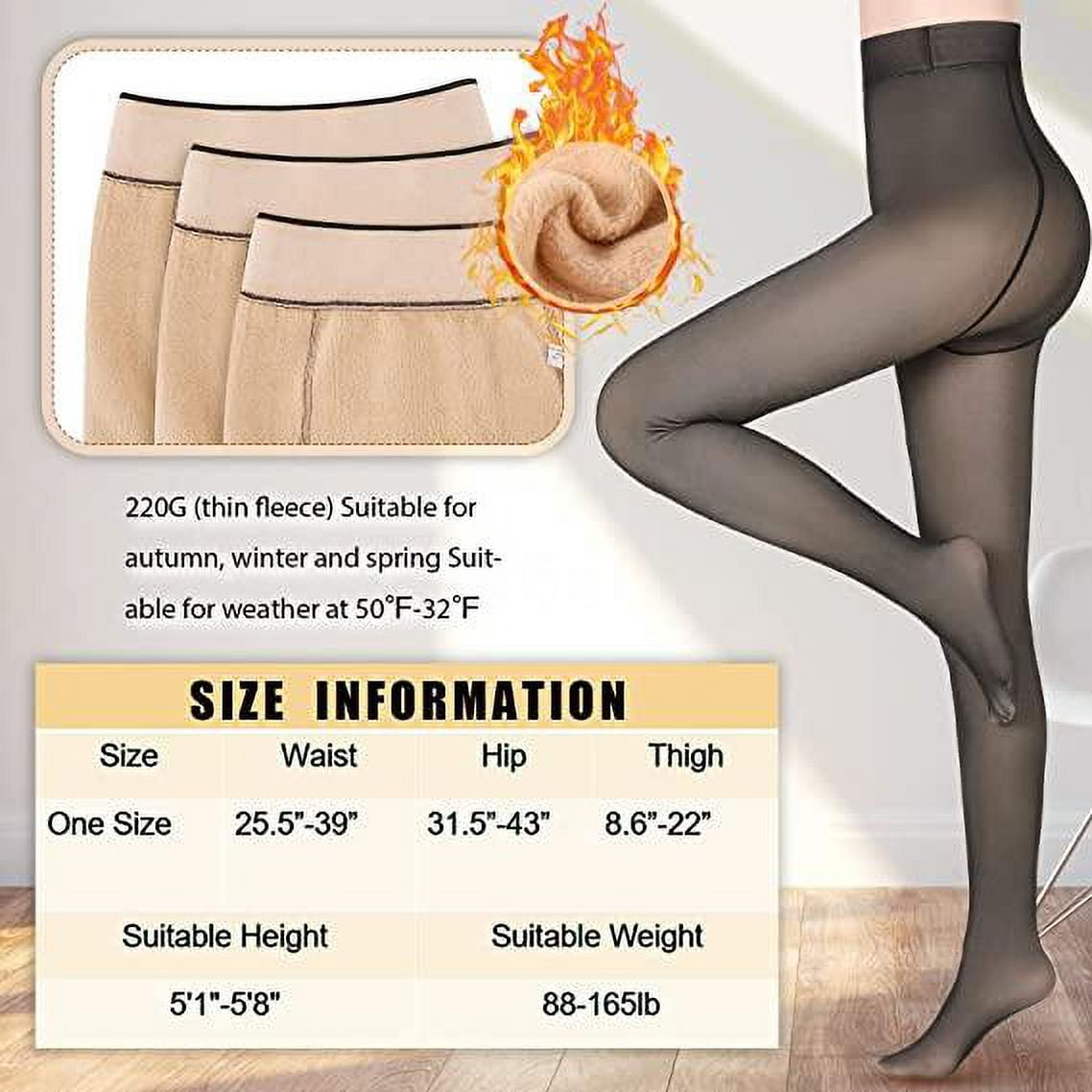 shuwee Fleece Lined Tights Women Leggings Thermal Pantyhose Fake Translucent  Tights Opaque High Waisted Winter Warm Sheer Tight 