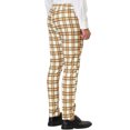 thumbnail image 3 of INSPIRE CHIC Men's Formal Color Block Slim Fit Flat Front Plaid Dress Pants 30 Khaki, 3 of 7