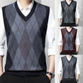 thumbnail image 4 of Men Sweater Vest Knitted Tank Top V Neck Sleeveless Pullover Casual Plaid Top, 4 of 11
