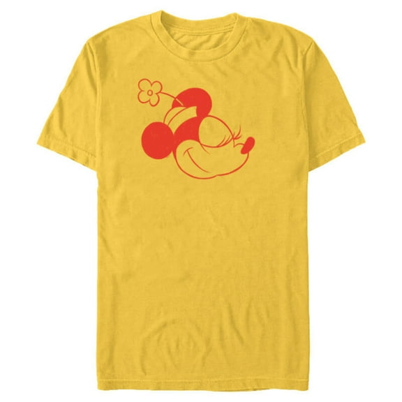 Disney Minnie Mouse Classic Retro Vintage Flower Hat Head - Short Sleeve Blended T-Shirt for Adults - Customized-Yellow