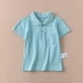 thumbnail image 3 of School Uniforms for Boys Short Sleeve Pique Polo Shirts,Cyan 140, 3 of 7