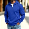 thumbnail image 2 of Casual Hoodies for Men,Half Zip,Long Sleeve Solid Sweatshirt with Kangaroo Pocket for Campus Daily Looks, 2 of 6