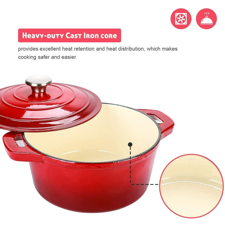 Puricon QT Enameled Cast Iron Dutch Oven, Oven-Safe