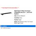 thumbnail image 2 of Right Body A-Pillar Trim Panel - Compatible with 2011 - 2018 Ford Explorer 2012 2013 2014 2015 2016 2017, 2 of 3