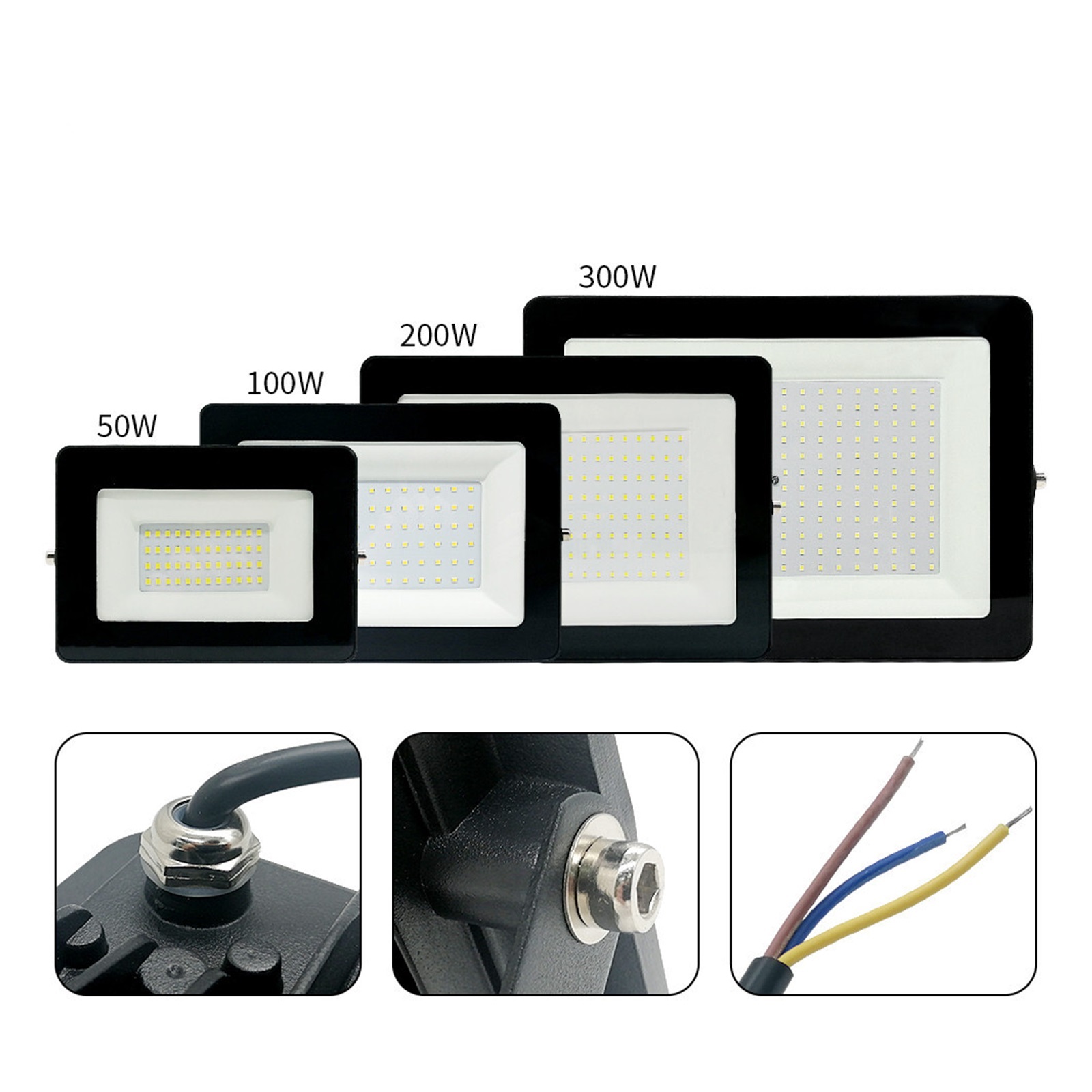 LED Floodlight 300W 200W 100W 50W Projector Lamp IP66 Reflector Foco Led Exterior Outdoor Lighting Spotlight Flood Light