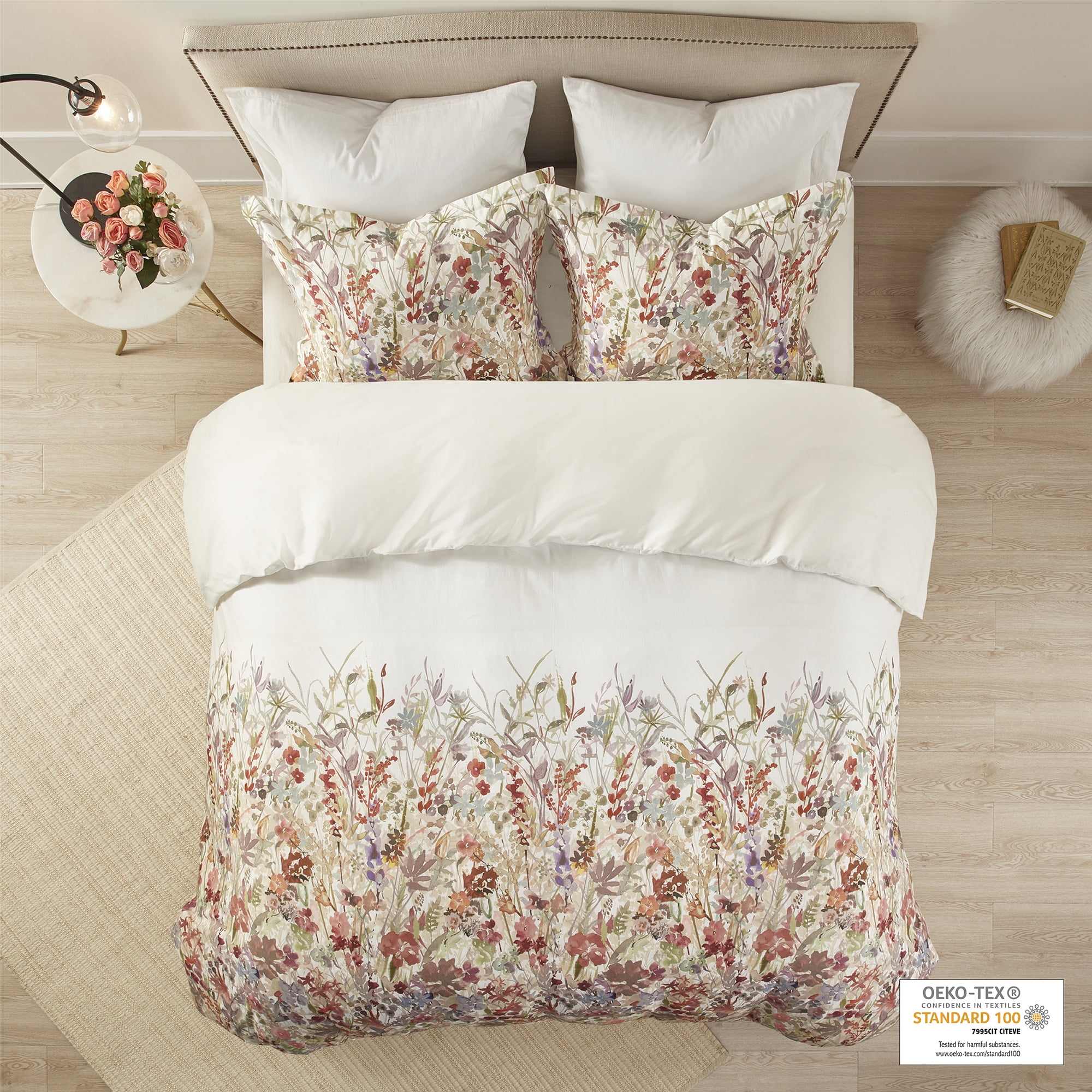 Home Essence Julia 3 Piece Cotton Printed Duvet Cover Set, King/Cal King, Multi