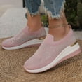 thumbnail image 5 of Willtoo Rhinestones Slip On Shoes for Women 2025 Wedge Dressy Mesh Walking Shoes Fashion Breathable Bling Sparkly Sneakers Comfortable Casual Loafers Pink 9.5 Wide, 5 of 6