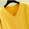 thumbnail image 6 of tarylea Womens Fall Tops Long Sleeve Velvet V Neck Pullover Cinch Cuff Split Hem Shirts Casual Loose Comfy Soft Warm Tops, 6 of 9