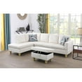 thumbnail image 4 of Starhome L Shaped White Couch with Ottoman(Pillows Included) Microfiber, 4 of 8