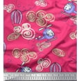 thumbnail image 1 of Soimoi Crepe Silk Fabric Clouds,Hot Air Balloon & Helicopter Transport Print Fabric by The Yard 42 Inch Wide, 1 of 1