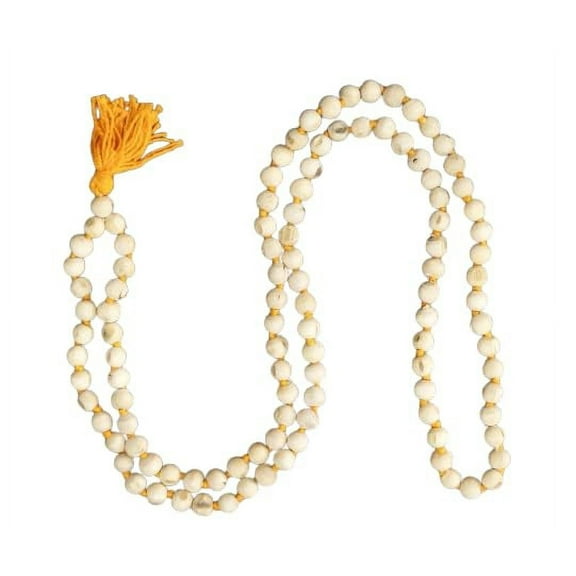 Tulsi Mala/Holy Basil Rosary for Wearing, Jaap/Chanting or Pooja, 108 1 Beads with Tassel | Natural Mala/Hindu Prayer Beads (Round Tulsi Mala with Japa Bag) By Indian Collectible