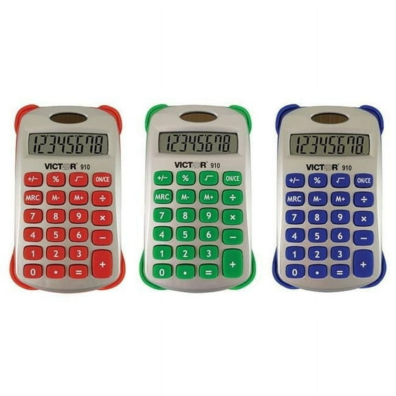 Victor Colorful 8 Digit Handheld Calculator (3 Count)