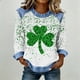 thumbnail image 2 of TaTaai 2026 Spring St Patrick Day Solid Color Top for Women Long Sleeve Patchwork Round Neck Casual Blouse Soft Comfy Shirt Daily Holiday Celebration Outfits Gift, 2 of 5