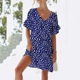 thumbnail image 5 of Summer Fashion Mini Dresses for Womens 2025 Plus Size Casual Dress Sweet Cute V-Neck Dress Pocket Printed Short Sleevele Ruffle Dress, 5 of 7