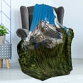 thumbnail image 4 of Mt Rainier Soft Flannel Fleece Throw Blanket, Scenic Photo Picturesque Forest Trees Snowy Mountain and Open Sky, Cozy Plush for Indoor and Outdoor Use, 60" x 80", Multicolor, by Ambesonne, 4 of 5