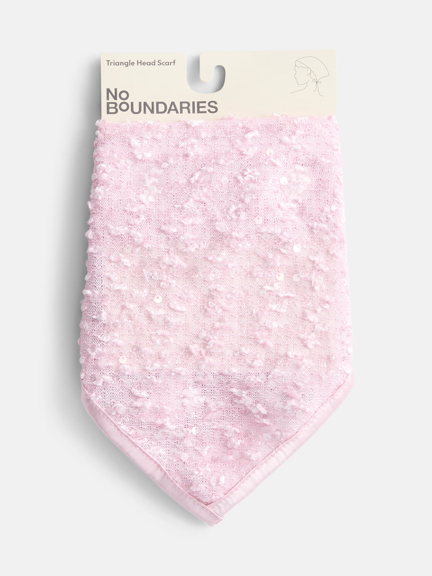 No Boundaries Women's Sequin Headscarf, Pink Sequin