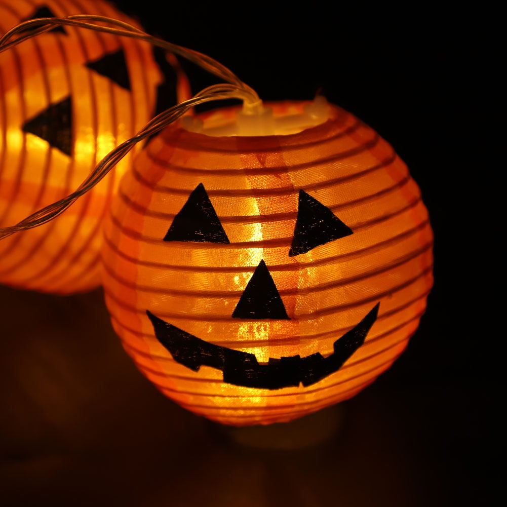 10-Light Pumpkin Lantern Jack-O-Lanterns Light Set LED String Light Halloween Pa