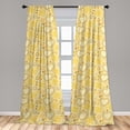 thumbnail image 5 of Ambesonne Yellow Curtains, Doodle Hearts Flowers, Pair of 28"x95", Multicolor, 5 of 5