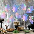 thumbnail image 4 of Dserhfy 8 Pcs Iridescent Ghost Hanging Swirls Cute Shinny Foil Ghost Swirls Halloween Ceiling Streamer for Halloween Party Decoration, 4 of 8