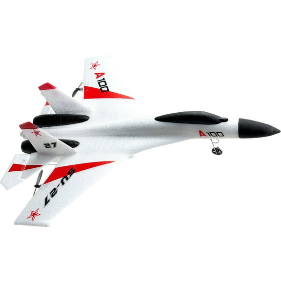 VEVOR RC Plane, 2.4GHZ 4 Channel Remote Control Airplane with 6-Axis Gyro Stabilizer, Ready to Fly Fighter Aircraft Plane Toy with 2 Batteries, Easy to Fly RC Glider for Adults Kids Beginners Boys