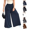 thumbnail image 6 of Women's High Waisted Wide Leg Pants Side Slit Flowy Palazzo Trousers Casual Yoga Yoga Pants, 6 of 6