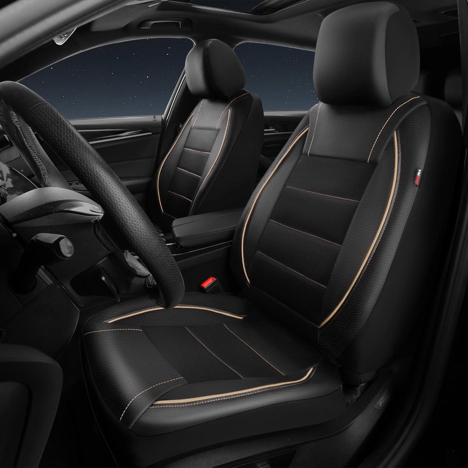 CAR GRAND Faux Leather car seat covers breathable universal fit airbag compatible car, SUV, truck and van