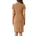 thumbnail image 3 of Conjunto de traje de negocios de 2 piezas para mujer INSPIRE CHIC, chaqueta de blazer de manga corta y falda lápiz S marrón, 3 of 6