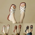 thumbnail image 7 of CQONEPT Womens Slip On Flip Flops Ring Toe Strappy Summer Gladiator Flat Sandals Beige Size 8.5, 7 of 7