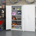thumbnail image 6 of Metal Garage Storage Cabinet with 2 Doors and 4 Adjustable Shelves - 70.8" Steel Locking Storage Cabinet,Garage Cabinets for Office,Home,Garage,Gym,School (White), 6 of 14