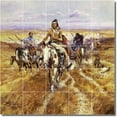 thumbnail image 1 of Ceramic Tile Mural-Charles Russell Indians 11. 21.25" w x 21.25" h using (25) 4.25 x 4.25 ceramic tiles, 1 of 3